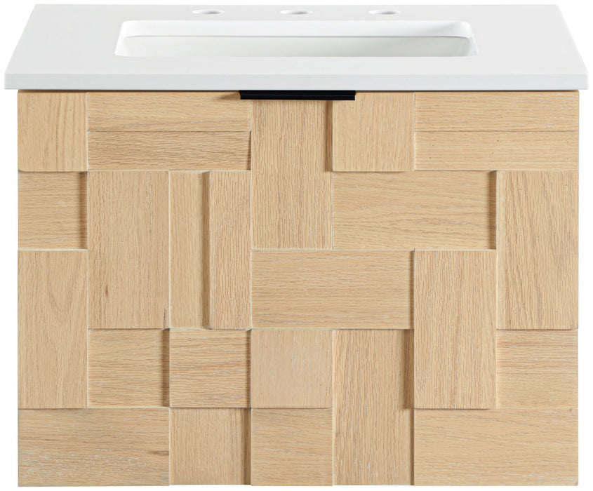 Leonardo - Engineered Stone And Solid Wood 24" Wall Mounted Bathroom Vanity - Simple Home Plus