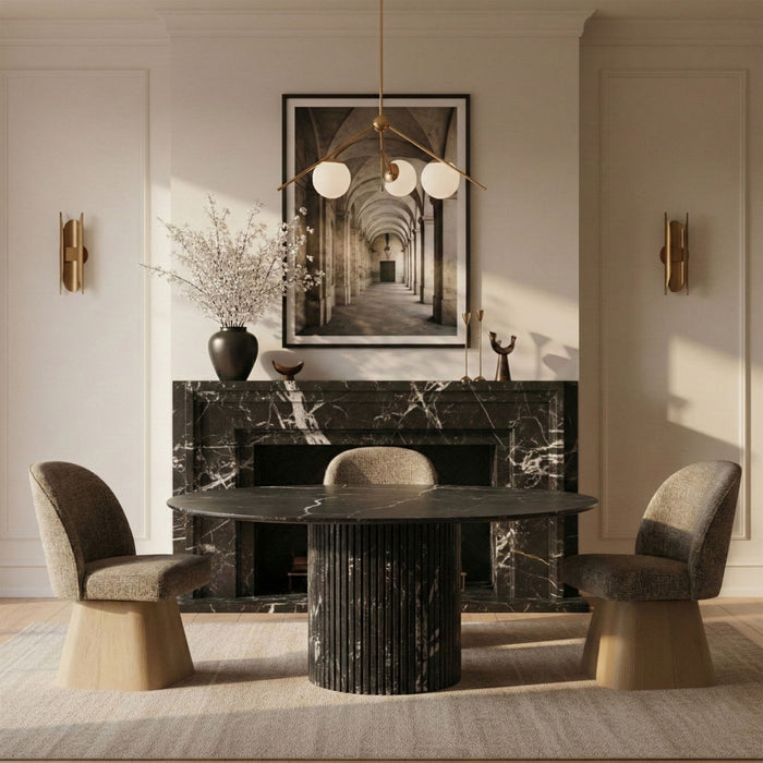 Marlowe - Linen Textured Fabric Upholstered Swivel Dining Side Chair - Stained Natural - Simple Home Plus