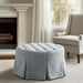 Terri - Skirted Tufted 32" Round Ottoman - Light Blue - Simple Home Plus