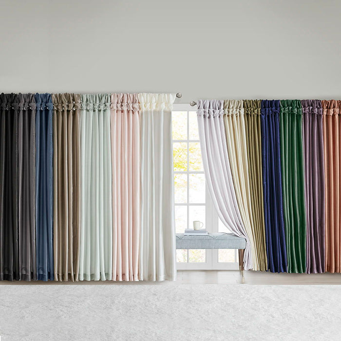 Emilia - 84" Twist Tab Lined Window Curtain - Champagne - Simple Home Plus