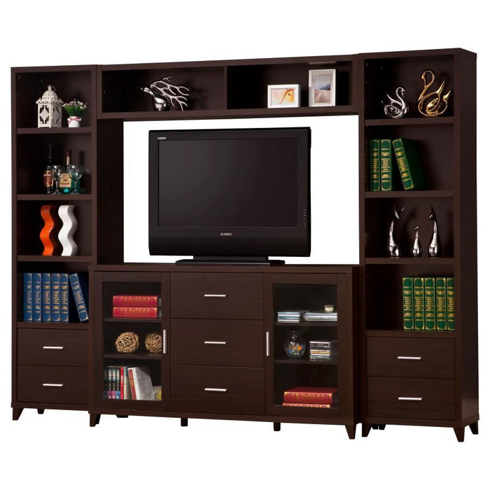 Lewes - 4 Piece TV Entertainment Center - Cappuccino - Simple Home Plus
