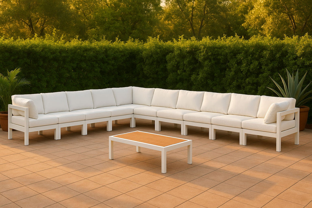 Nizuc - Outdoor Patio 10 Piece Modular Sectional With White Frame - Simple Home Plus