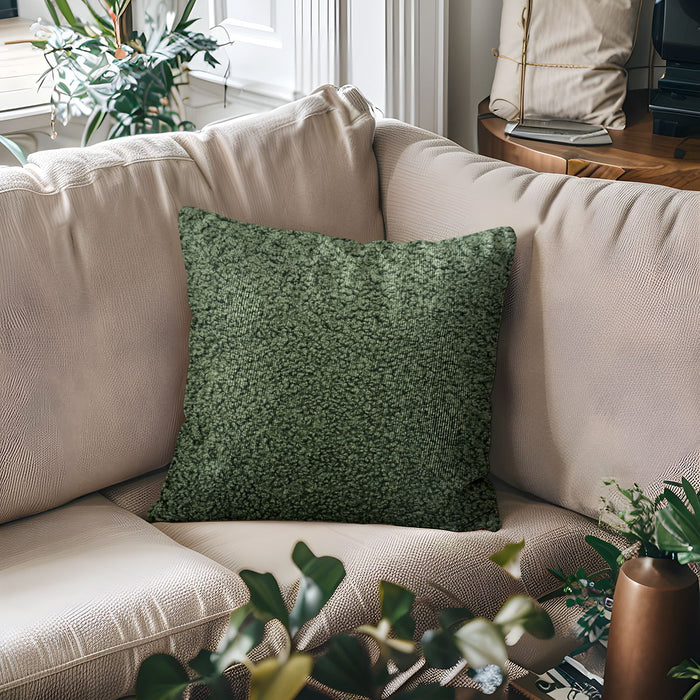 Tara - Solid Boucle Square Pillow - Green - Simple Home Plus