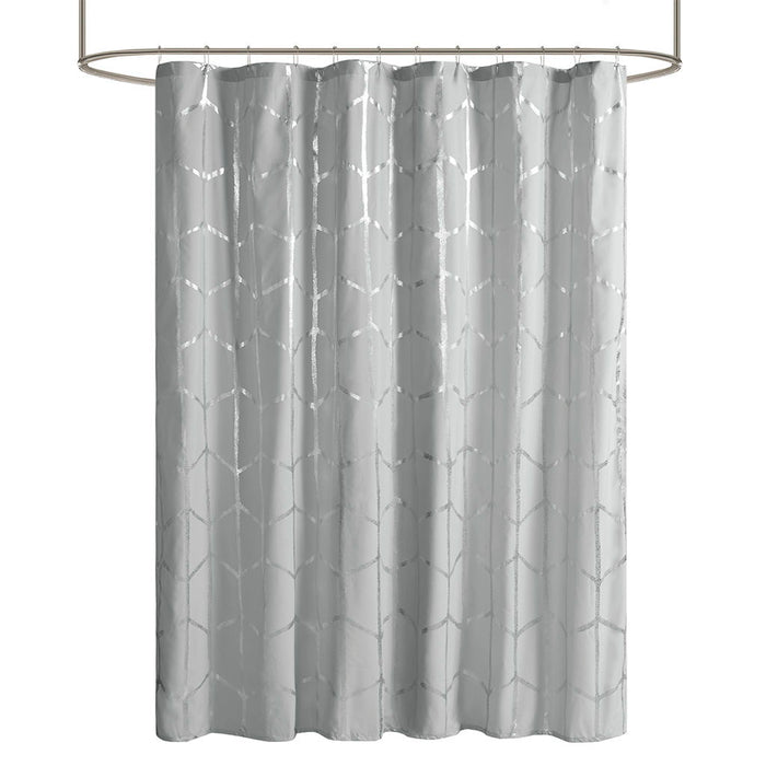Raina - Printed Metallic Shower Curtain - Gray / Silver - Simple Home Plus