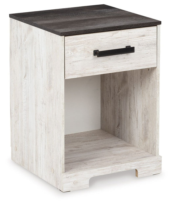 Shawburn - One Drawer Night Stand - Whitewash / Charcoal Gray - Simple Home Plus