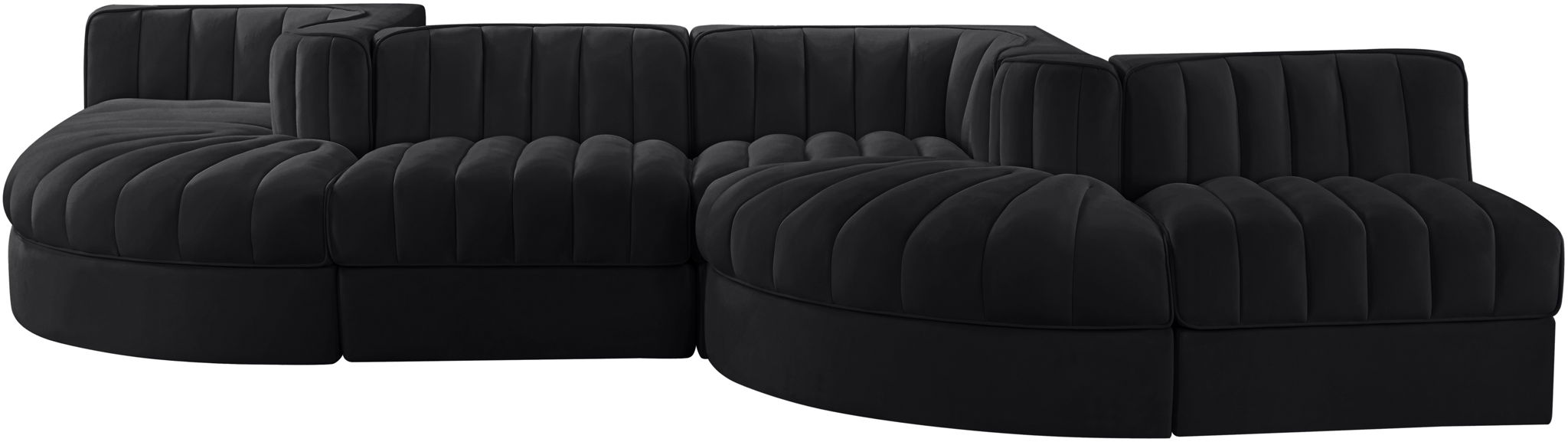 Rummi - Rounded Velvet Performance Fabric Upholstered 6 Piece Modular Sectional - Simple Home Plus