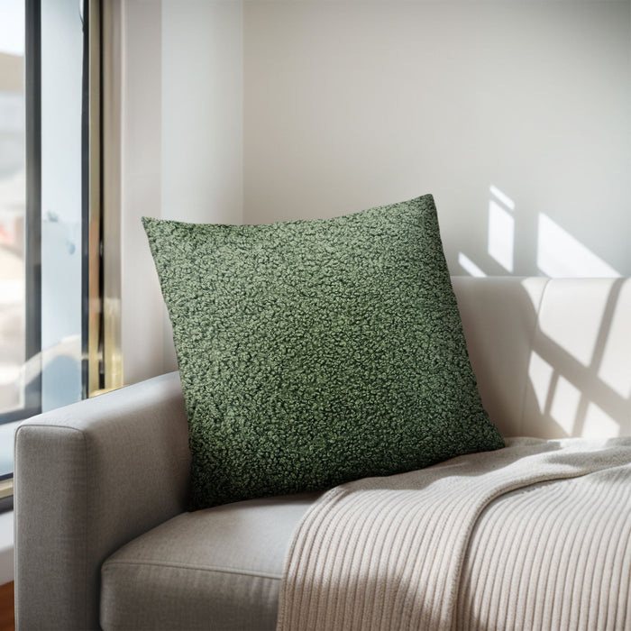 Tara - Solid Boucle Square Pillow - Green - Simple Home Plus