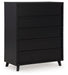 Danziar - Black - Five Drawer Wide Chest - Simple Home Plus