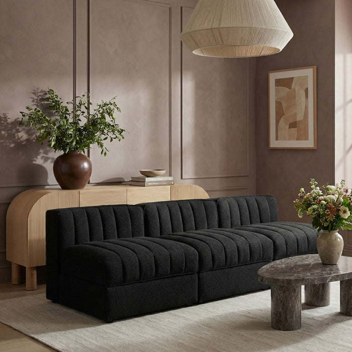 Rummi - Velvet Performance Fabric Upholstered 3 Piece Modular Armless Sofa - Simple Home Plus