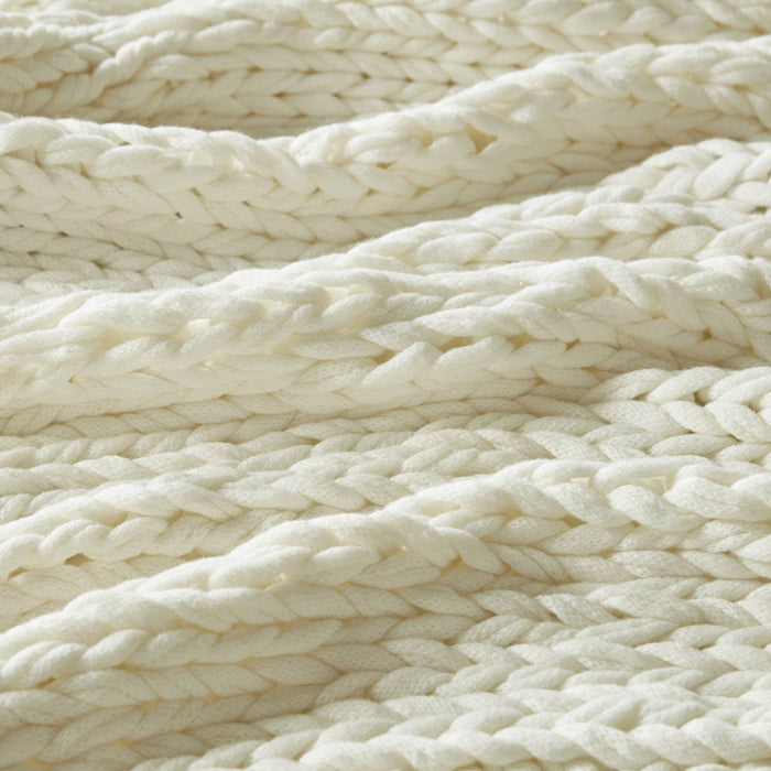 Chunky Double Knit - Handmade Throw - Ivory - Simple Home Plus