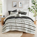 Carolina - 7 Piece Full/Queen Stripe Comforter And Quilt Set - Black - Simple Home Plus