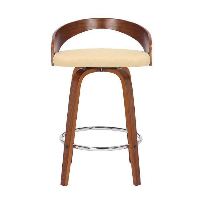 Sonia - 26" Counter Height Swivel Bar Stool - Walnut Wood - Simple Home Plus