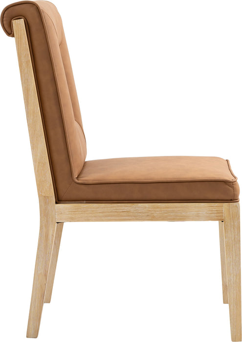 Gwendolyn - Faux Leather Dining Side Chair With Natural Frame (Set of 2) - Simple Home Plus