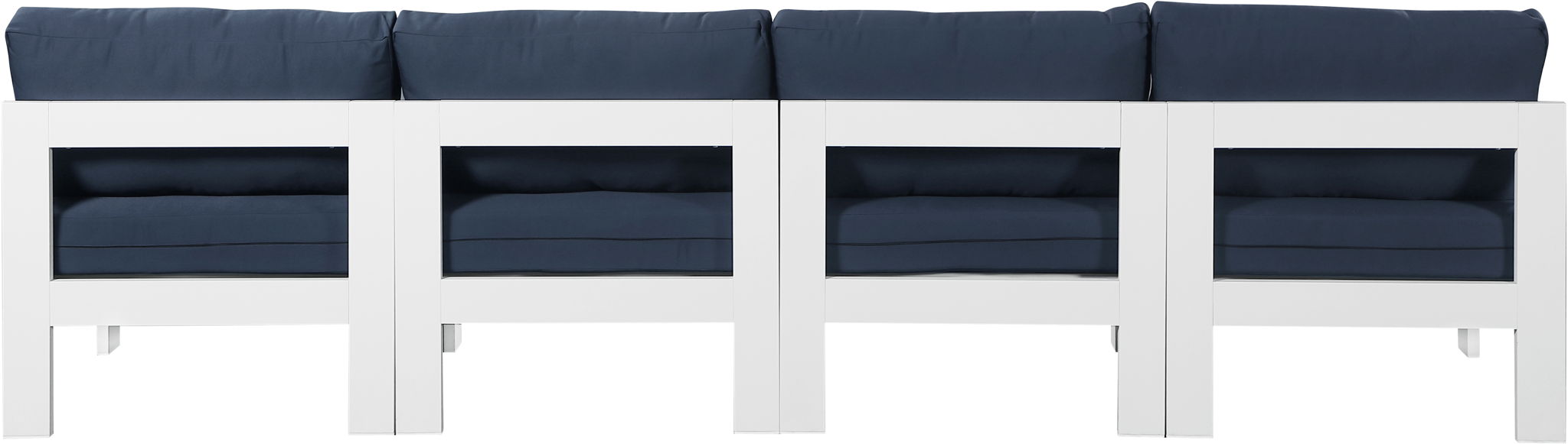Nizuc - Outdoor Patio 4 Seat Armless Modular Sofa With White Frame - Simple Home Plus