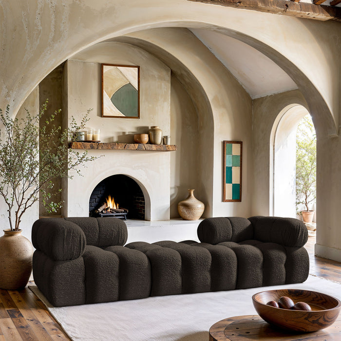 Ames - 3 Piece Boucle Modular Sofa With 1 Backless Seat - Simple Home Plus