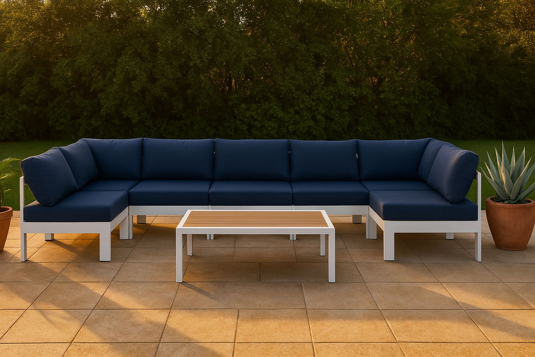 Nizuc - Outdoor Patio 7 Piece Modular Sectional With White Frame - Simple Home Plus