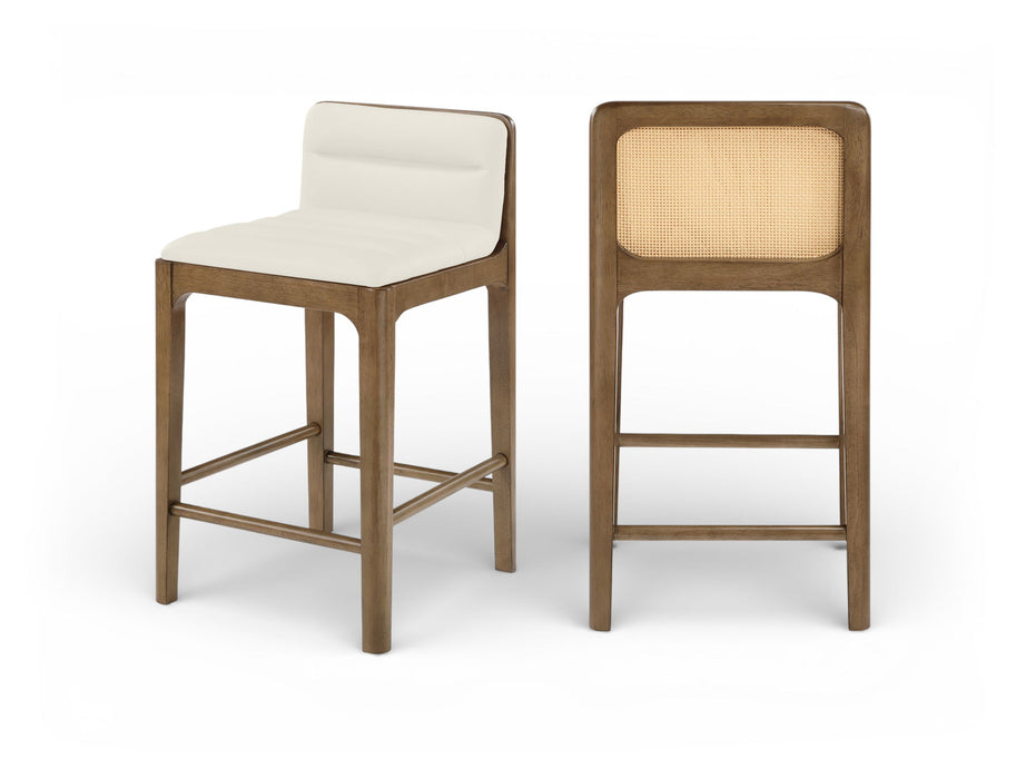 Ellis - Vegan Leather Upholstered Counter Stool (Set of 2) - Brown Base - Simple Home Plus