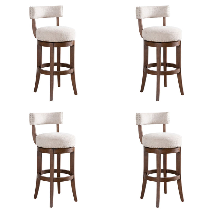 Mystic - Solid Wood Upholstered 30" Bar Height Swivel Barstool - Simple Home Plus