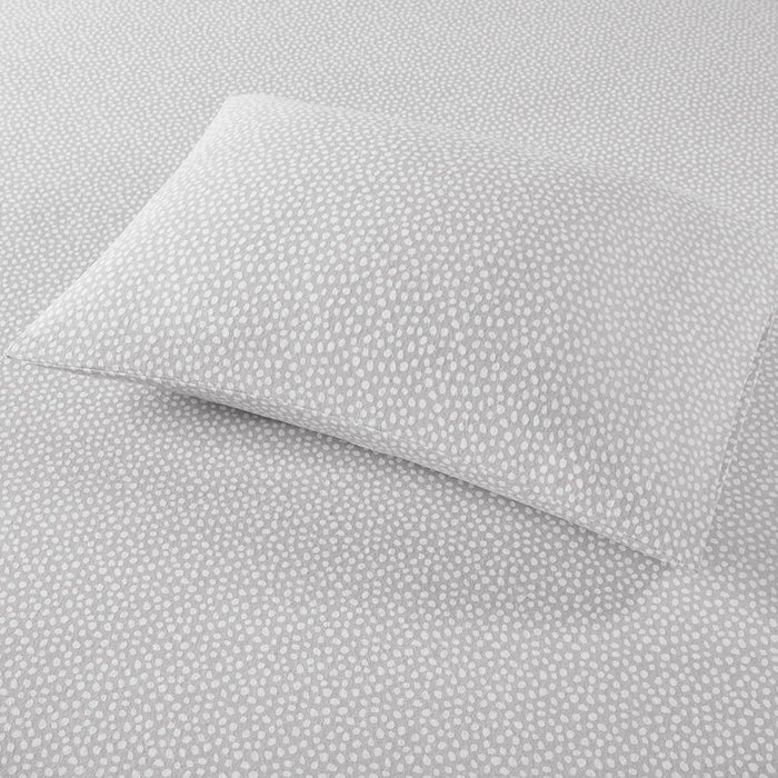 Cozy Flannel - Twin Printed Sheet Set - Gray Dots