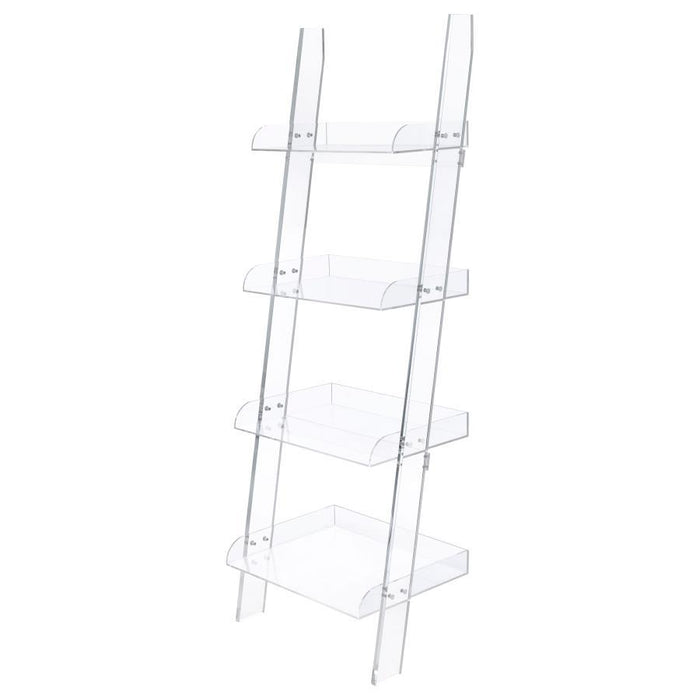 Amaturo - 4-Shelf Acrylic Ladder Bookshelf - Clear - Simple Home Plus