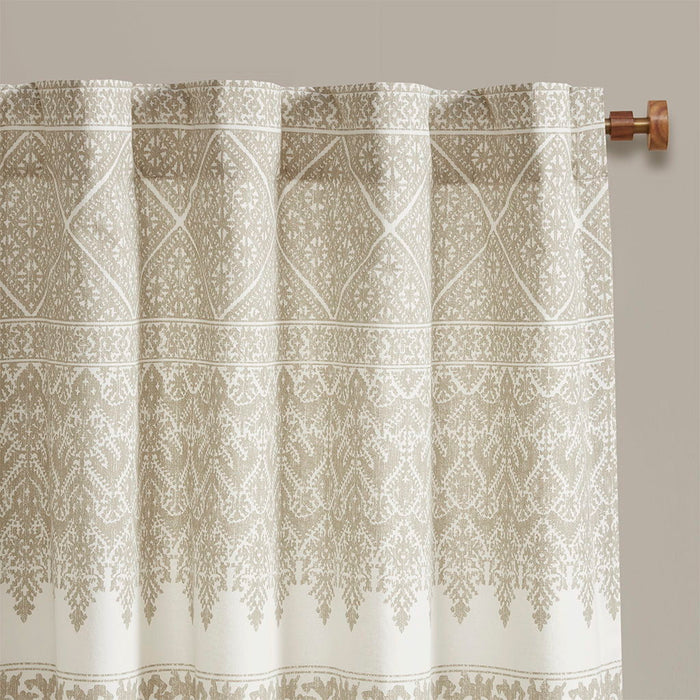 Mila - Printed Window Panel With Detail And Lining - Taupe - Simple Home Plus