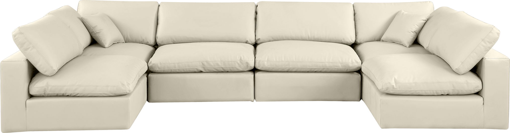 Comfy - 6 Piece Faux Leather Modular Armless Sectional - Simple Home Plus