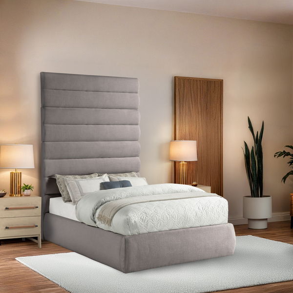 Adam - Linen Fabric Bed With 89" Headboard
