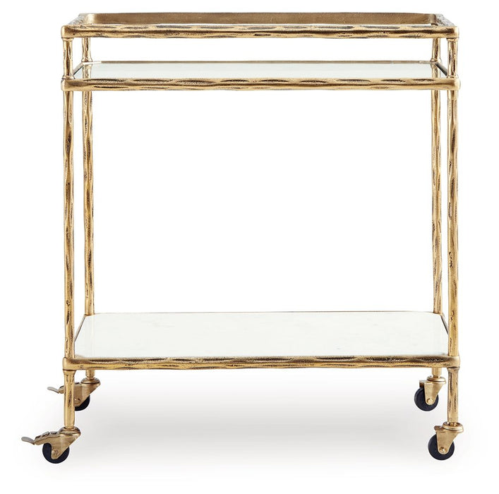 Plattfield - Antique Gold Finish - Bar Cart - Simple Home Plus
