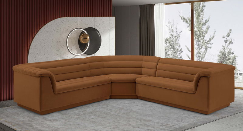 Cascade - Velvet Modular Sectional - Saddle