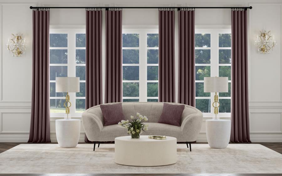 Ellorie - Upholstered Channel Back Curved Loveseat - Beige - Simple Home Plus