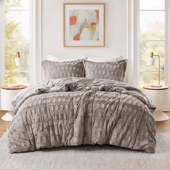 Gia - 3 Piece King/California King Solid Comforter Mini Set - Gray - Simple Home Plus