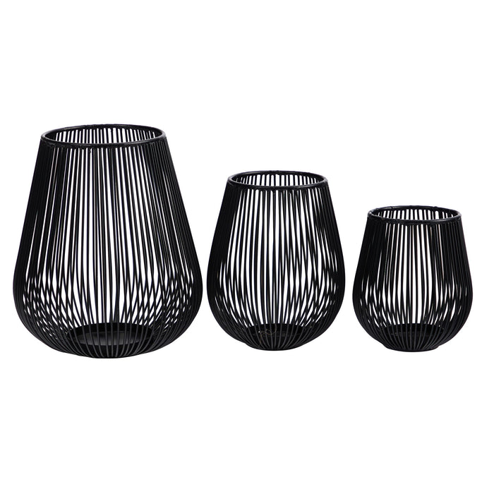 6" 8" 10' Black Tea Votive Lantern Candle Holder (Set of 3)