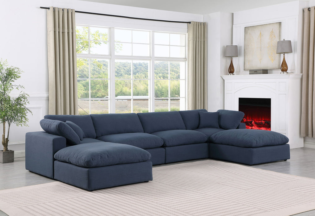 Comfy - 6 Piece Linen Modular Double Chaise Sectional - Simple Home Plus