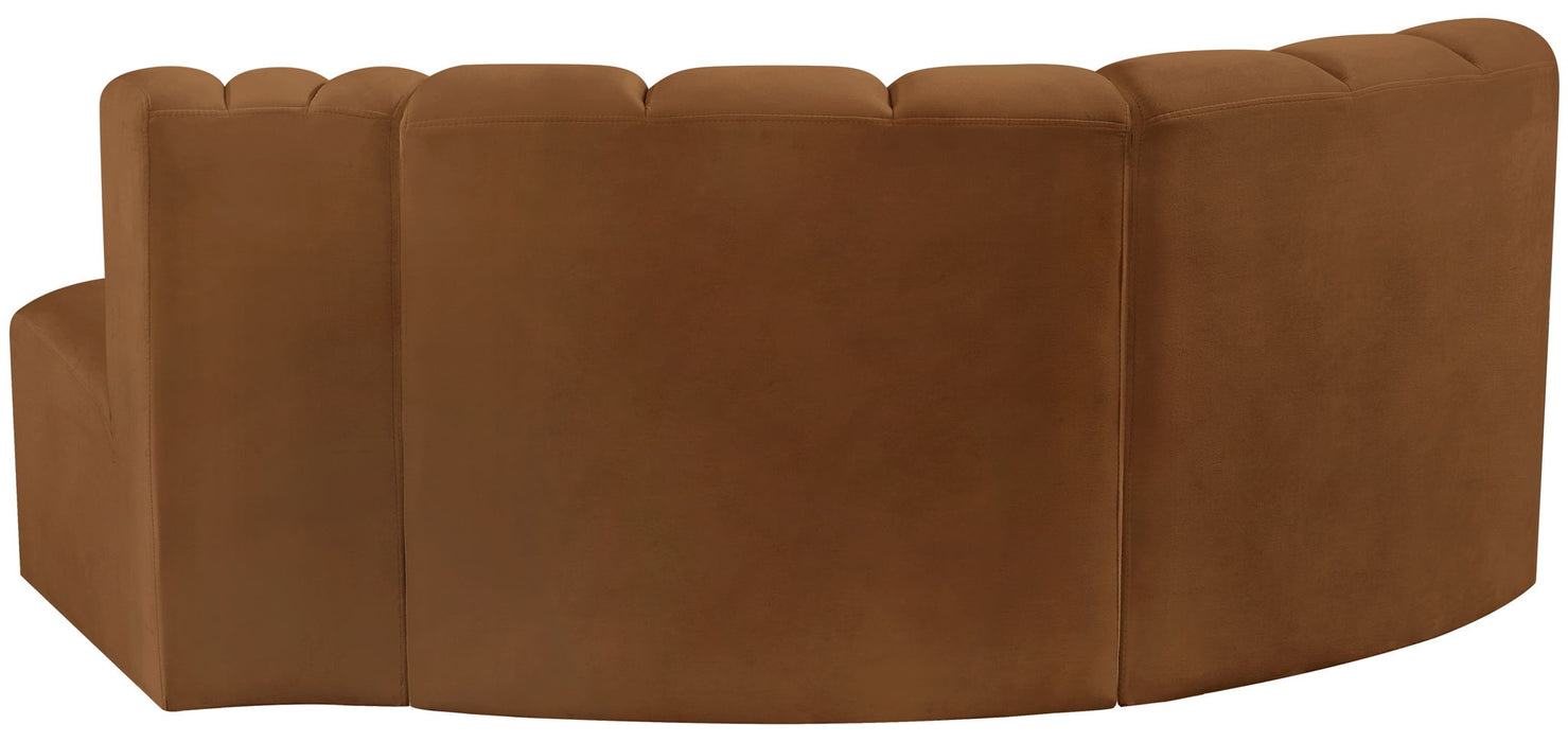 Arc - Velvet 3 Piece Modular L-Shaped Sofa - Saddle - Simple Home Plus