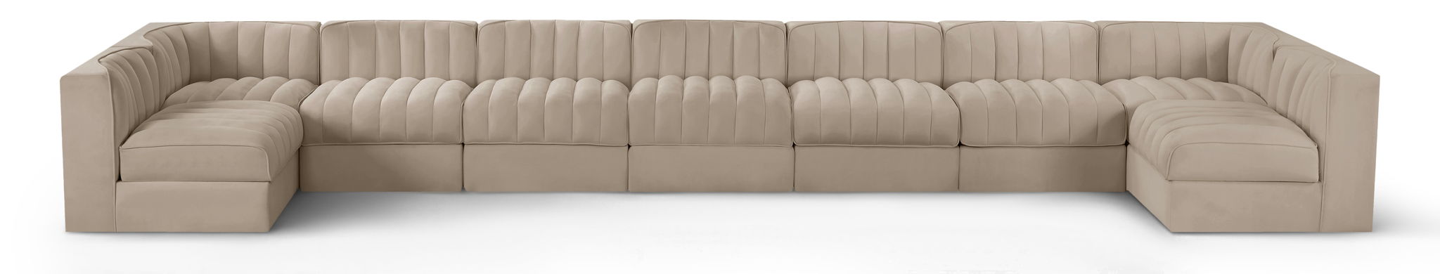 Rummi - Armless Velvet Performance Fabric Upholstered 9 Piece Modular Sectional - Simple Home Plus