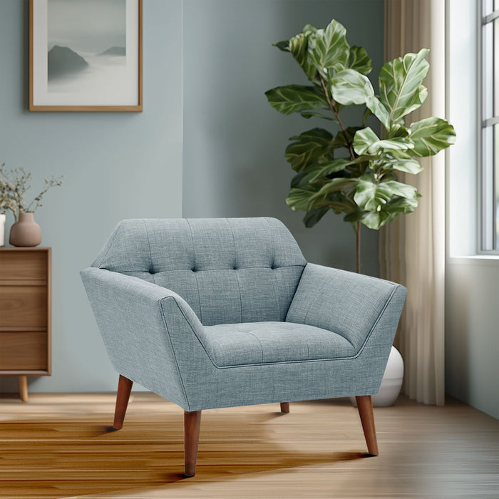 Newport - Wide Mid-Century Modern Lounge Chair (Set of 2) - Light Blue - Simple Home Plus