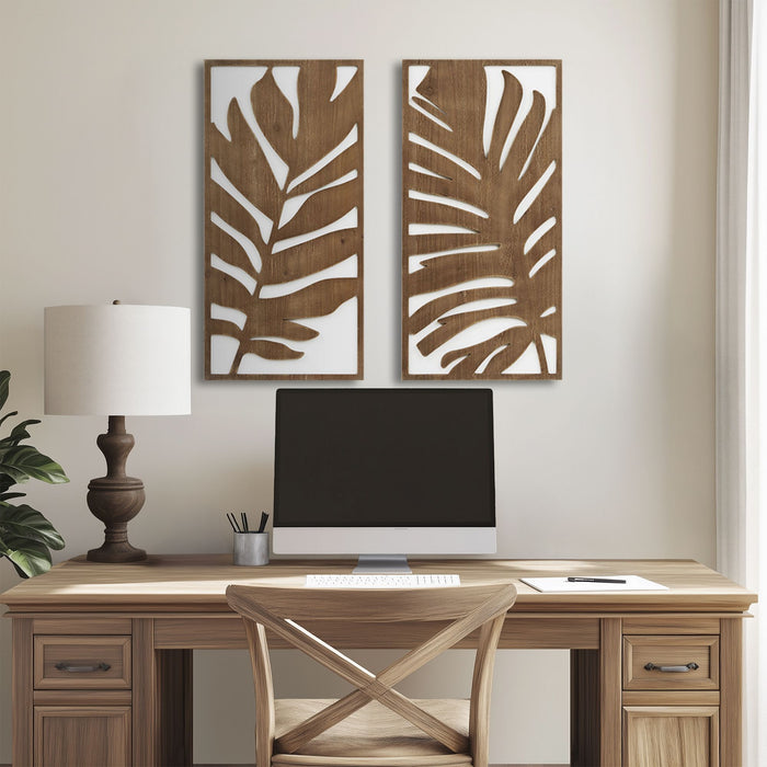 Birch Botanical - Two-Tone Panel Wall Decor Set - Monstera - Simple Home Plus