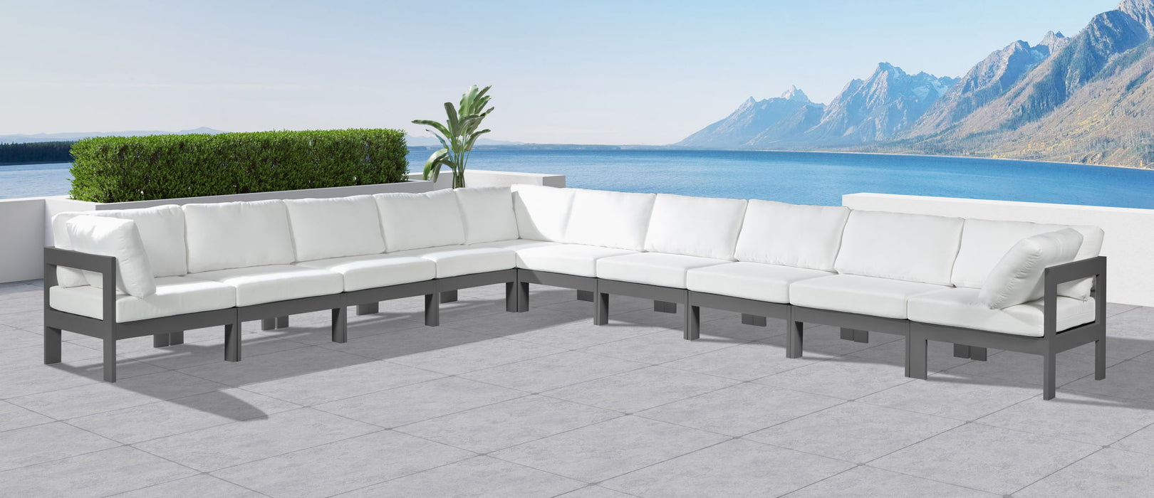 Nizuc - Outdoor Patio 10 Piece Modular Sectional With Gray Frame - Simple Home Plus