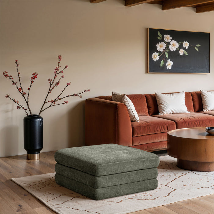 Stellar - Chenille Fabric Upholstered Modular Modular Ottoman - Simple Home Plus