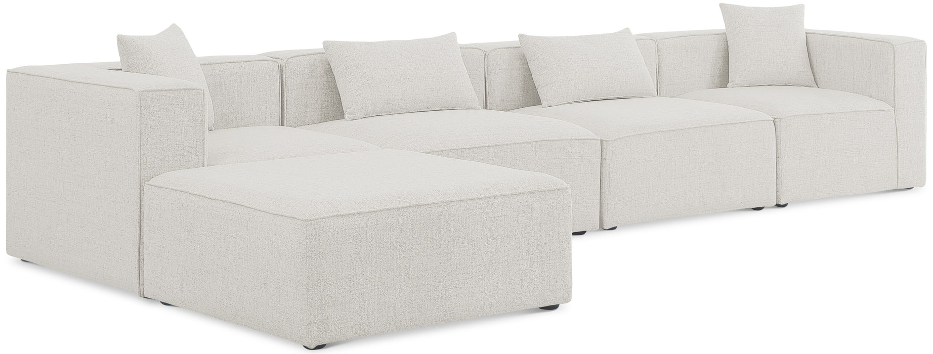 Cube - Linen 5 Piece Modular Sectional With Chaise - Simple Home Plus