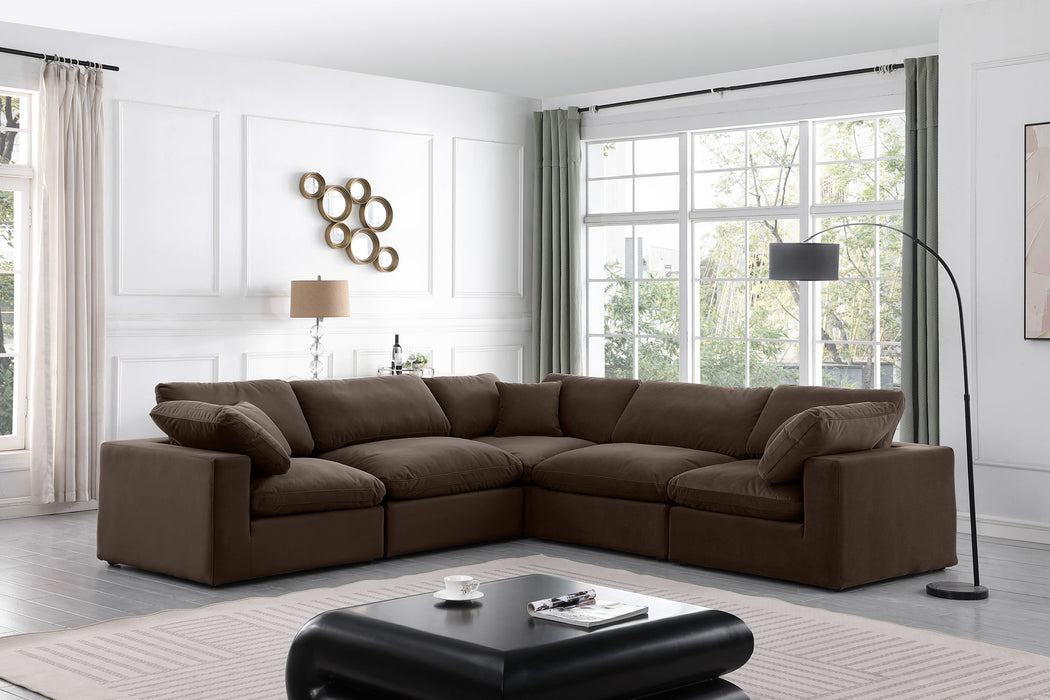 Comfy - 5 Piece Velvet Modular Corner Sectional - Simple Home Plus