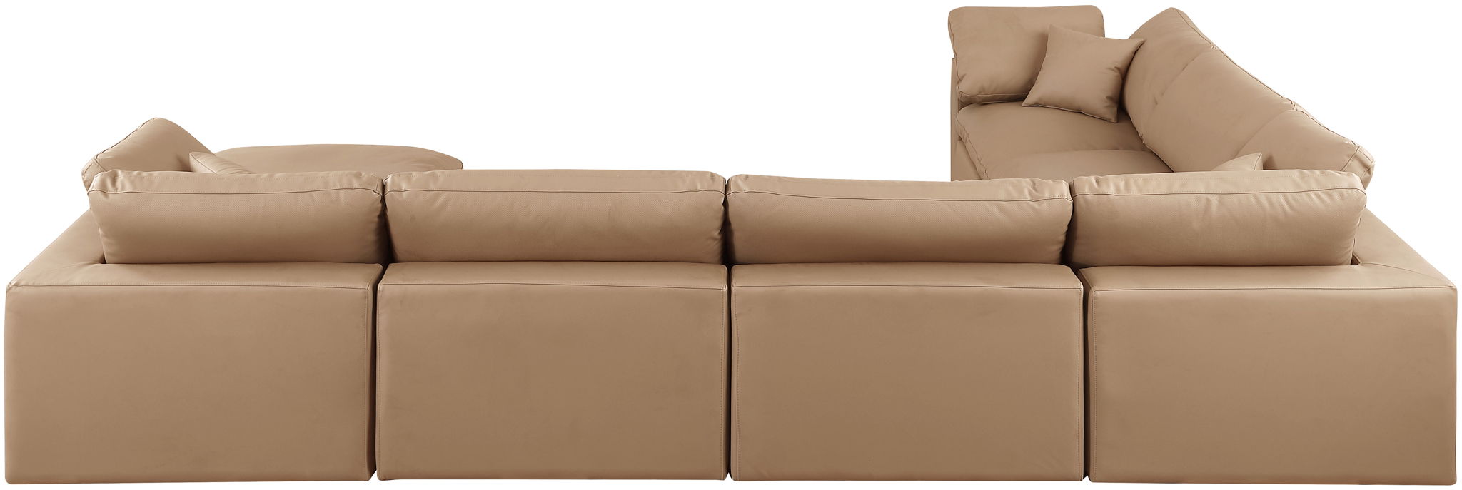 Comfy - 7 Piece Faux Leather Modular Sectional With Chaise - Tan - Simple Home Plus