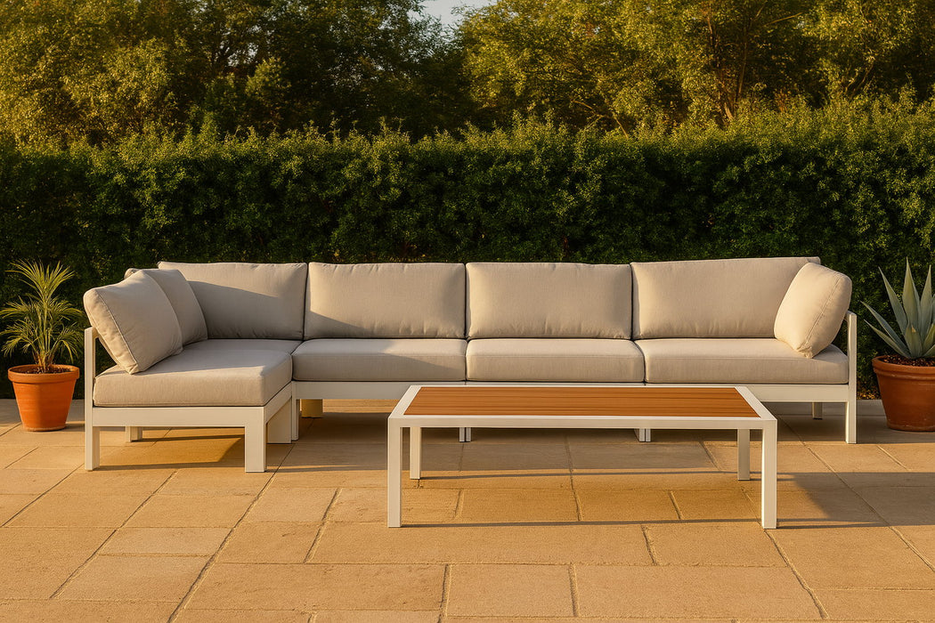 Nizuc - Outdoor Patio 5 Piece Modular Sectional With White Frame - Simple Home Plus