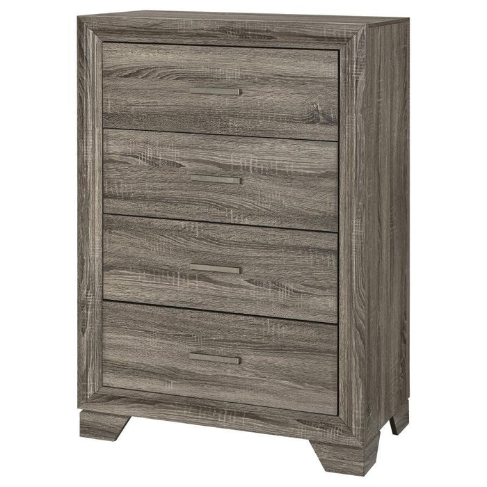 Wright - 4-Drawer Chest Of Drawers - Brown Oak - Simple Home Plus