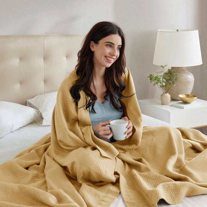 Egyptian Cotton - King Blanket - Mustard - Simple Home Plus