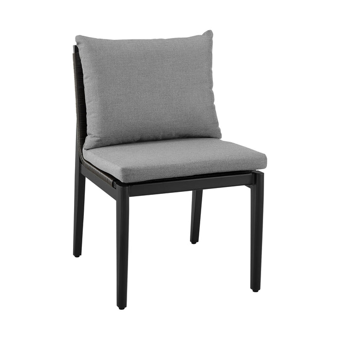 Cayman - Outdoor Patio 5-Piece Round Dining Table Set In Aluminum With Gray Cushions - Simple Home Plus