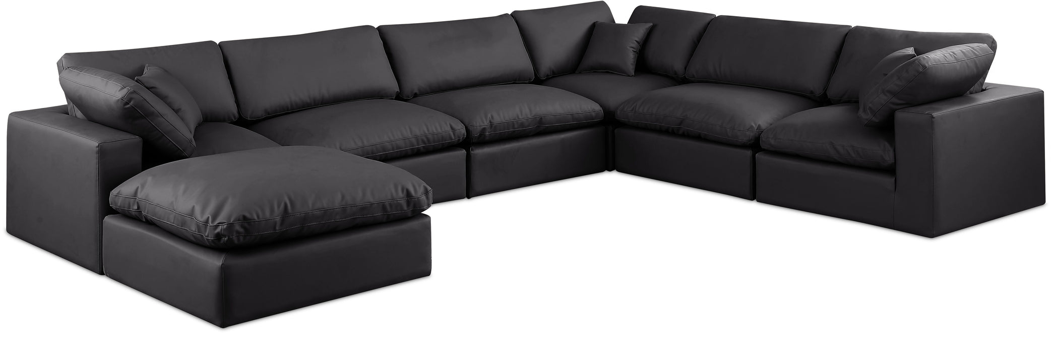Comfy - 7 Piece Faux Leather Modular Sectional With Chaise - Simple Home Plus