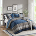 Boulder Stripe - Full/Queen Pieced Comforter Set - Blue - Simple Home Plus