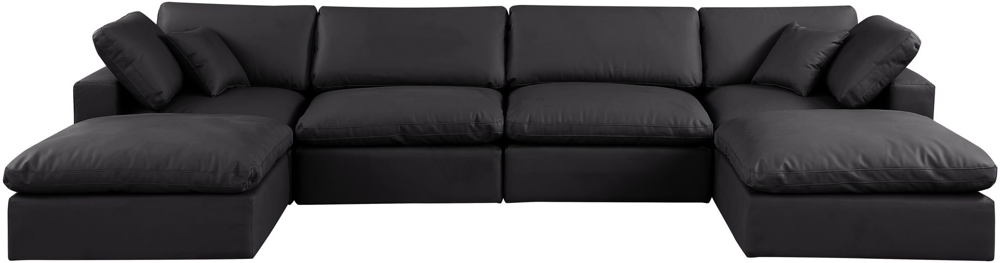 Comfy - 6 Piece Faux Leather Modular Double Chaise Sectional - Simple Home Plus