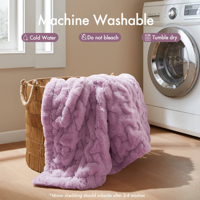 Ruched Fur - Throw - Purple - Simple Home Plus